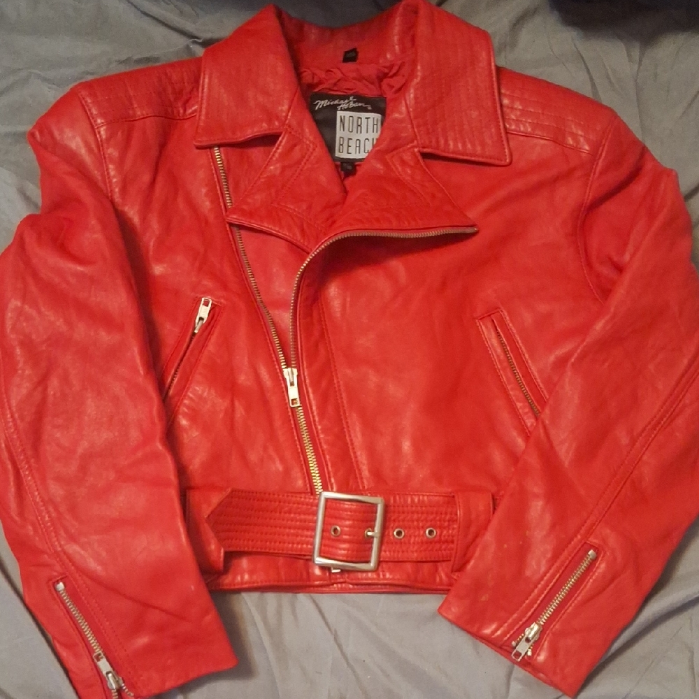 Michael Hoban Red Leather Jacket NEVER WORN